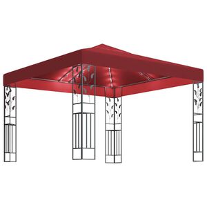 vidaXL Pavilion cu șir de lumini LED, roșu vin, 3x3 m