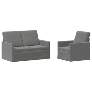 vidaXL Set de canapea 2 pcs Gri &icirc;nchis Catifea
