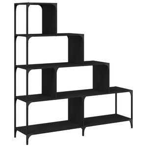vidaXL Bibliotecă cu 4 niveluri negru 139x33,5x149 cm lemn