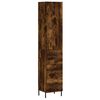 vidaXL Dulap &icirc;nalt, stejar fumuriu, 34,5x34x180 cm, lemn prelucrat