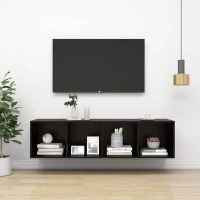 vidaXL Dulap TV montat pe perete, negru, 37x37x142,5 cm, PAL