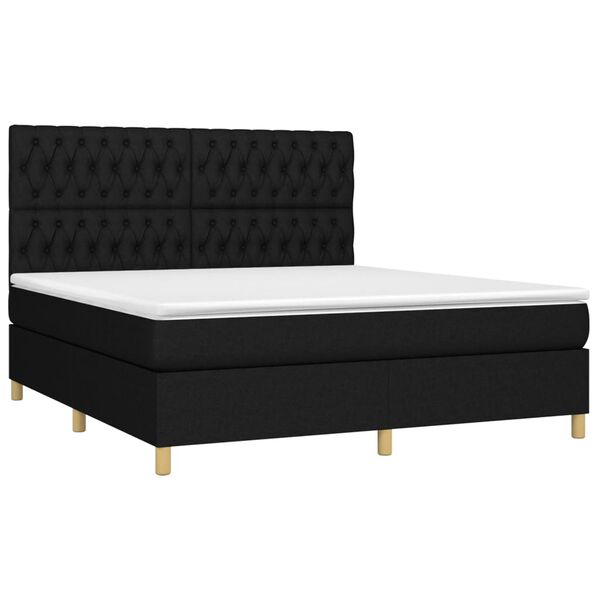vidaXL Pat box spring cu saltea, negru, 180x200 cm, catifea
