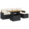 vidaXL Set mobilier de grădină cu perne, 6 piese, negru, poliratan