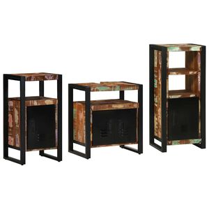 vidaXL Set de mobilier pentru baie 3 buc. Multicolor și negru
