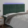 vidaXL Tăblie de pat cu LED, verde &icirc;nchis, 180x5x118/128 cm, catifea