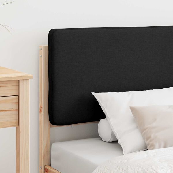 vidaXL Cadru de pat cu tăblie tapițată cu headboard Negru 90 x 190 cm