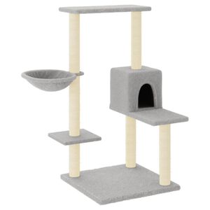 vidaXL Ansamblu de pisici, st&acirc;lpi din funie sisal, gri deschis, 95 cm