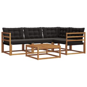 vidaXL Set de canapele de exterior cu pernă 5 pcs Natural și Negru