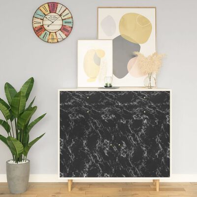 vidaXL Folie de mobilier autoadezivă, negru piatră, 500x90 cm, PVC