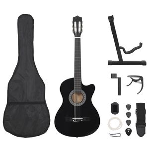 vidaXL Set chitară clasică occidentală 12 piese 6 corzi negru 38"