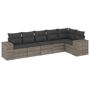 vidaXL Set mobilier grădină cu perne, 6 piese, gri, poliratan