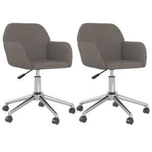 vidaXL Scaune de bucătărie pivotante, 2 buc., gri &icirc;nchis, textil