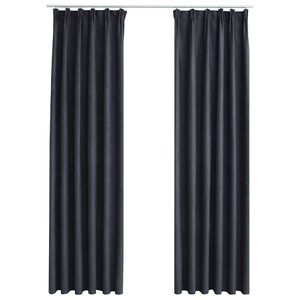 vidaXL Draperii opace cu c&acirc;rlige, 2 buc., antracit, 140 x 175 cm