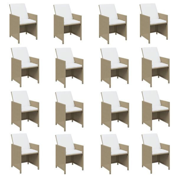 vidaXL Set mobilier de exterior cu perne, 17 piese, bej, poliratan