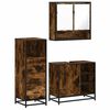 vidaXL Set mobilier de baie, 3 piese, stejar fumuriu, lemn prelucrat