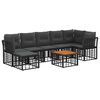 vidaXL Set de canapele de exterior 8 pcs Negru și Gri &icirc;nchis Poliester