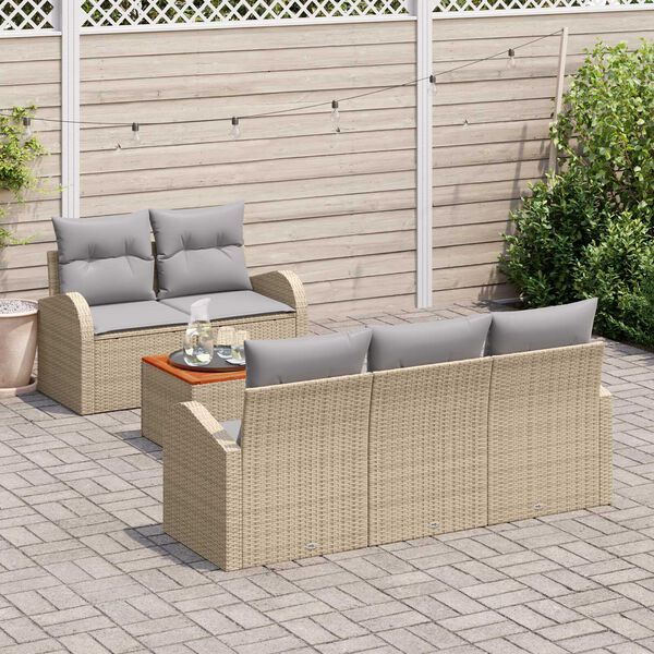 vidaXL Set de canapele pentru grădină 6 pcs Beige și gri deschis