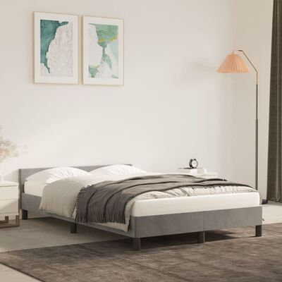 vidaXL Cadru de pat cu tăblie, gri deschis, 120x200 cm, catifea