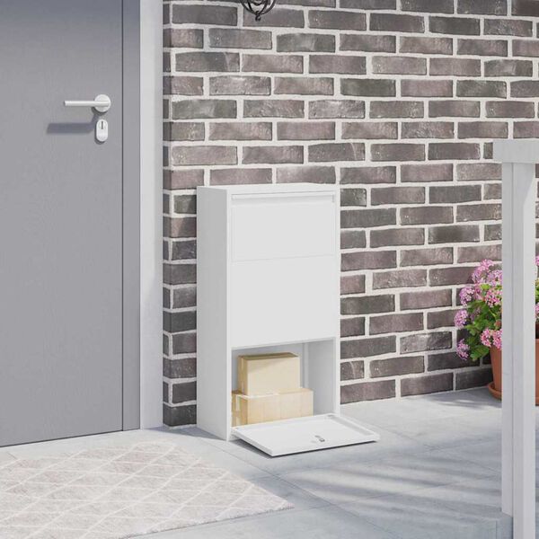 vidaXL Cutie pentru colet cu depozitare Alb 44 x 22 x 82 cm Oțel