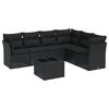 vidaXL Set canapele de grădină cu perne, 7 piese, negru, poliratan