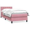 vidaXL Pat box spring cu saltea, roz, 80x220 cm, catifea