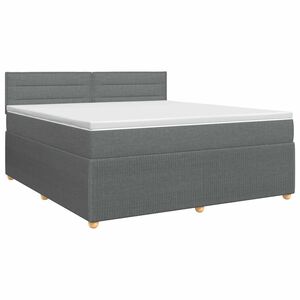 vidaXL Pat boxspring cu saltea Gri &icirc;nchis 140 x 200 cm Țesătură