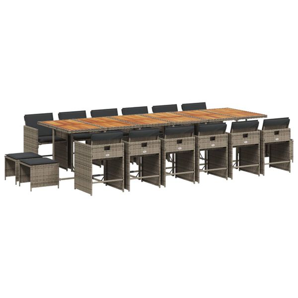 vidaXL Set mobilier de grădină cu perne, 17 piese, gri, poliratan