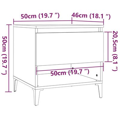 vidaXL Masă laterală, alb, 50x46x50 cm, lemn compozit