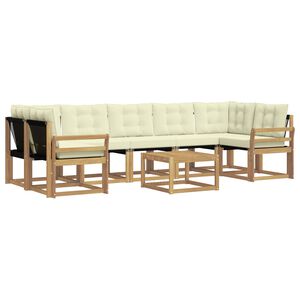 vidaXL Set de canapele de exterior cu pernă 8 pcs Alb și crem