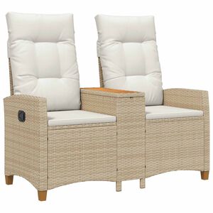 vidaXL Bancă reclinabilă cu masă 2 -Seater 126 x 65 x 112 cm poliratan
