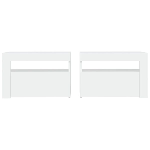 vidaXL Noptiere cu LED-uri, 2 buc., alb, 60x35x40 cm