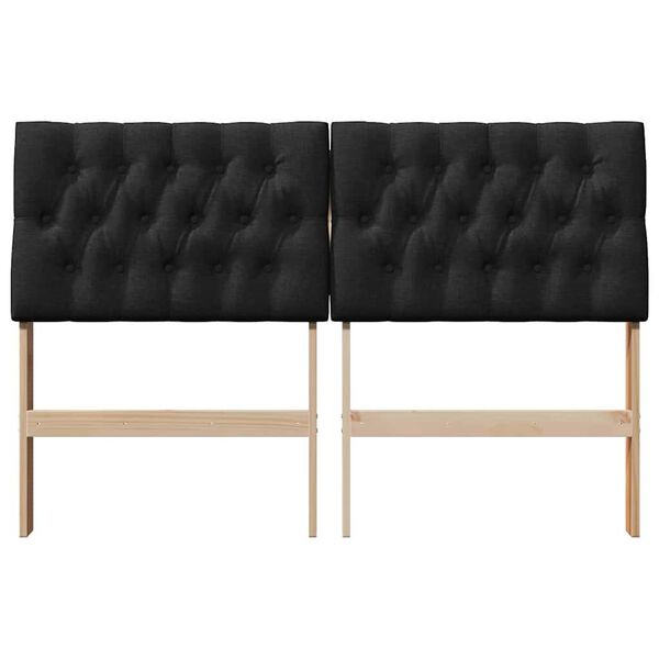 vidaXL Tăblie tapițată Negru 135 cm Lemn de pin masiv