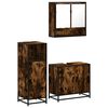 vidaXL Set mobilier de baie, 3 piese, stejar fumuriu, lemn prelucrat