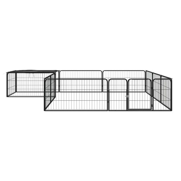 vidaXL Țarc c&acirc;ini 12 panouri negru 100x50 cm oțel vopsit electrostatic