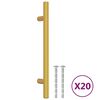 vidaXL M&acirc;nere de dulap, 20 buc., auriu, 128 mm, oțel inoxidabil