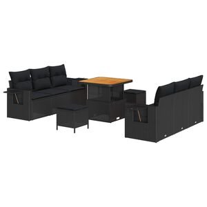 vidaXL Set de canapele pentru grădină Negru poliratan
