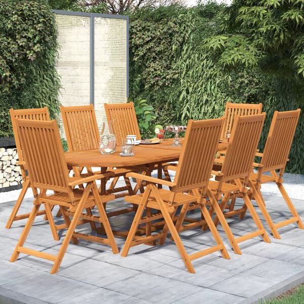 vidaXL Set mobilier de grădină, 9 piese, lemn masiv de acacia, 160-240 cm