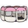 vidaXL Țarc joacă pliabil câini cu sac de transport roz 125x125x61 cm