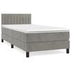 vidaXL Pat box spring cu saltea, gri deschis, 90x190 cm, catifea