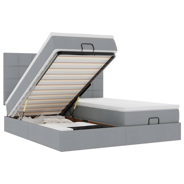 vidaXL Cadru de pat otoman cu saltele Gri deschis 180x200cm Material