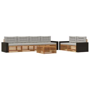 vidaXL Set de canapele de exterior 7 buc. Natural și gri deschis