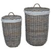vidaXL Coș de rufe cu capac 2 pcs Gri Kubu Ratan Kubu