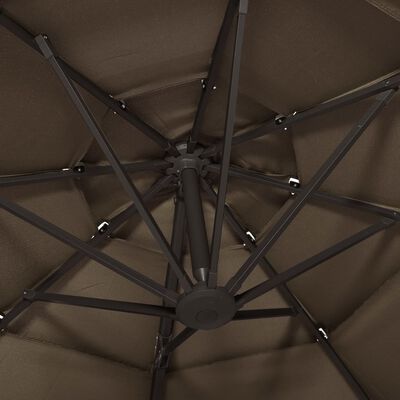 vidaXL Umbrelă de soare 4 niveluri, stâlp de aluminiu, gri taupe 3x3 m