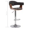 vidaXL Scaune de bar, 2 buc., gri, lemn curbat și material textil