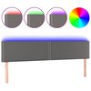 vidaXL Tăblie de pat cu LED, gri, 180x5x78/88 cm, piele ecologică