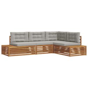 vidaXL 5 buc. Set de canapele de exterior Gri natural și deschis