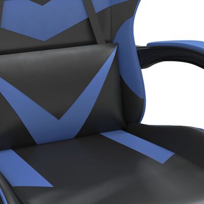 vidaXL Scaun de gaming pivotant, negru și albastru, piele ecologică