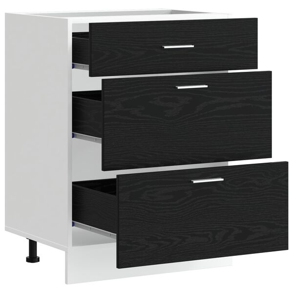 vidaXL Culoar de bază pentru bucătărie Stejar Negru 60 x 46 x 81,5 cm