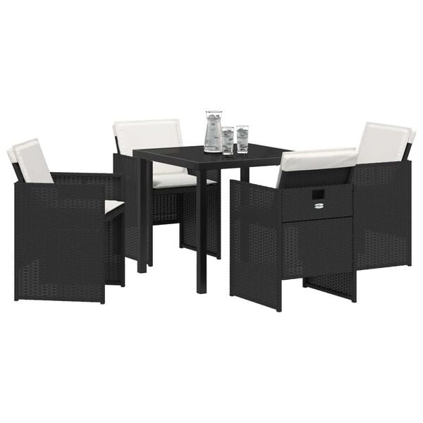 vidaXL Set de masă pentru grădină cu pernă 5 pcs Bej Rattan poli