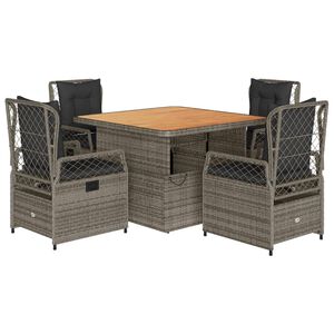 vidaXL Set mobilier de grădină cu perne, 5 piese, gri, poliratan
